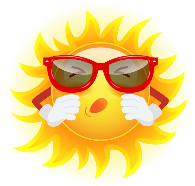 Download Free Vector | Summer sun in sunglasses sneezing. allergy, climate, illness, cold.