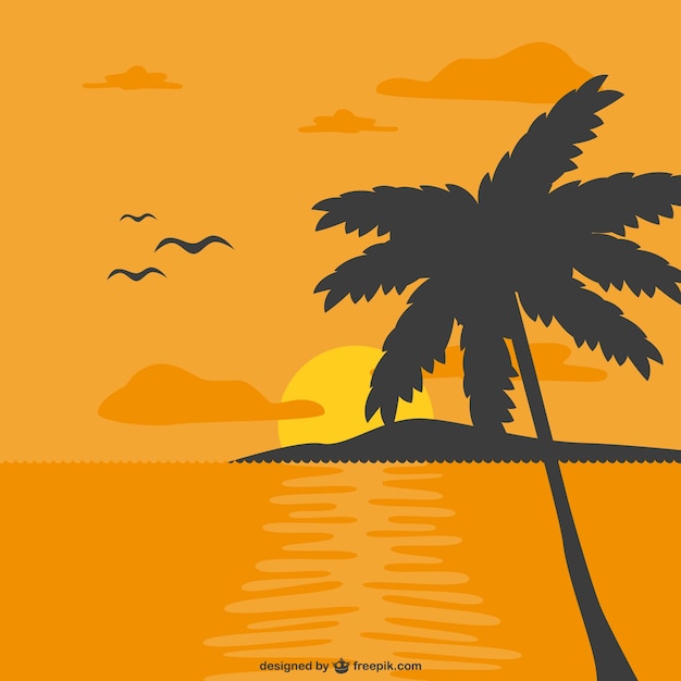 Summer sunset vector template Vector | Free Download