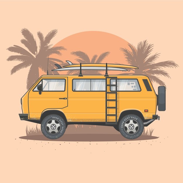 Premium Vector | Summer surf van vector illustration