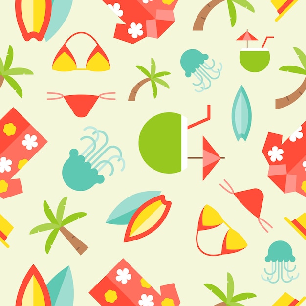 Summer theme seamless pattern vector Premium Vector