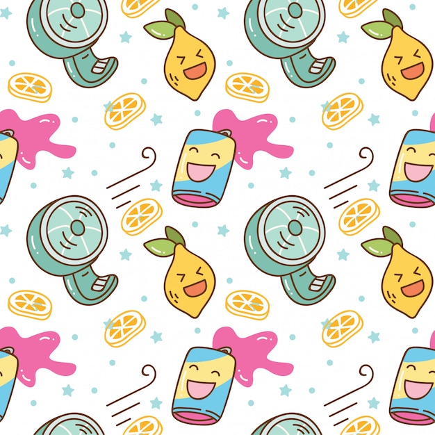 Download Summer themed kawaii seamless pattern | Premium Vector