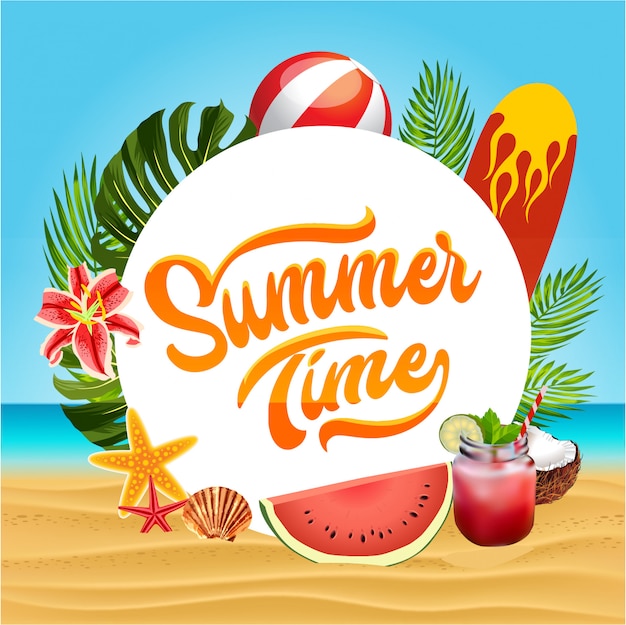 Premium Vector | Summer time with surf boards