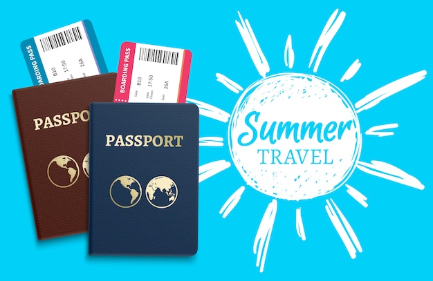 Download Free Summer Travel Vector With Sketch Sun And Realistic Passports Use our free logo maker to create a logo and build your brand. Put your logo on business cards, promotional products, or your website for brand visibility.