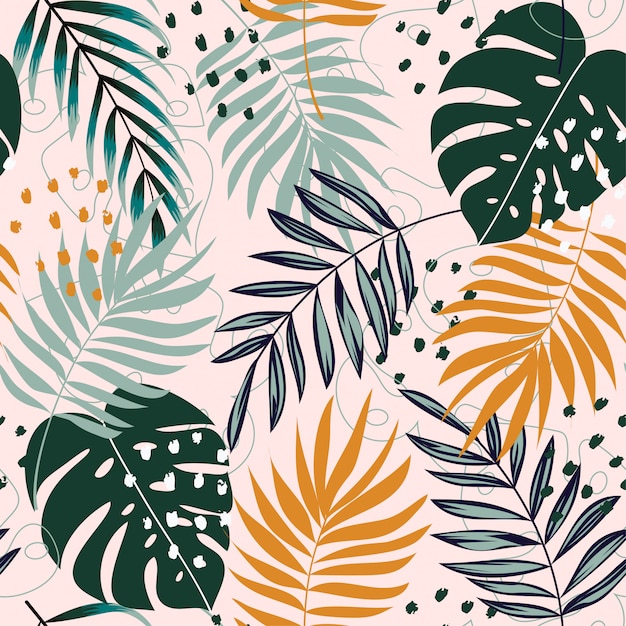 Premium Vector | Summer trend abstract seamless pattern with tropical ...