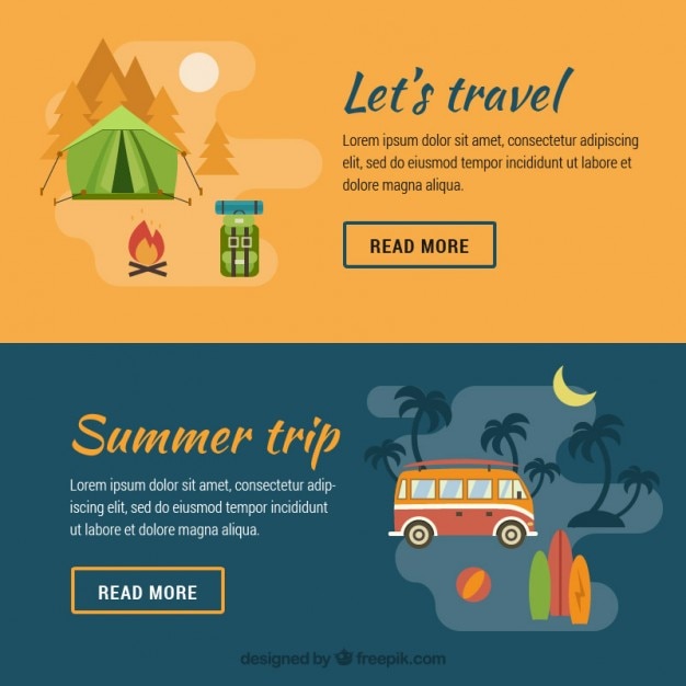 Free Vector | Summer trip banners in flat design