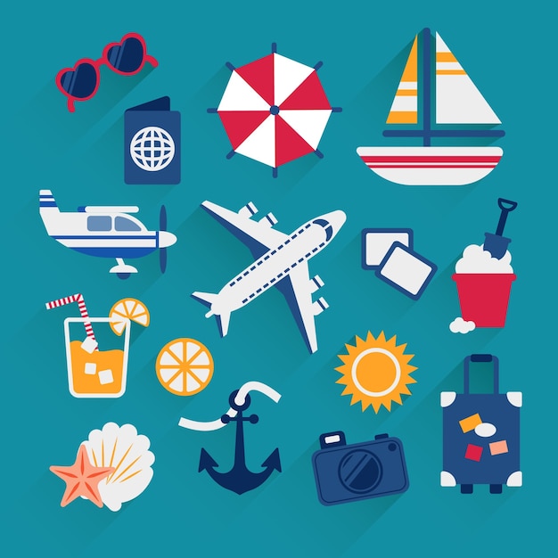 Summer vacation icons