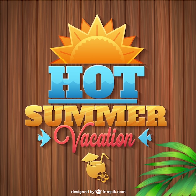 Download Free Vector | Summer vacation logo wooden texture