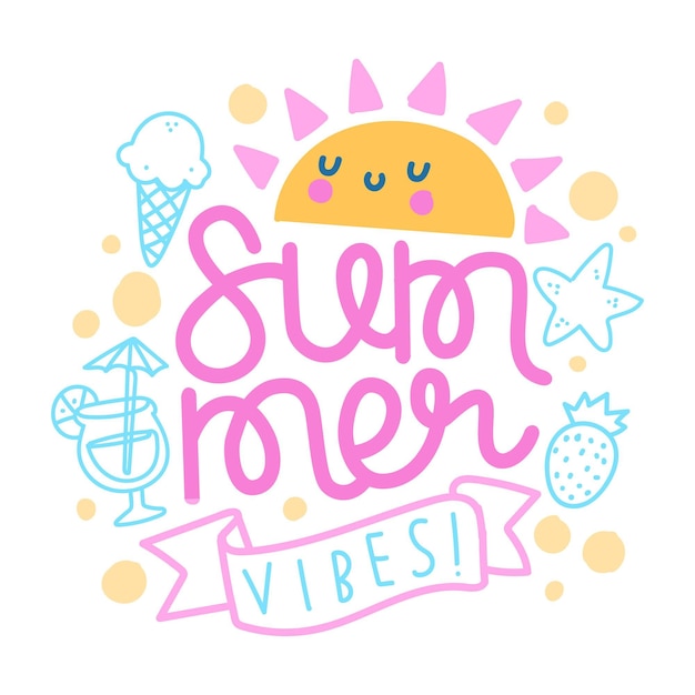 Download Free Vector | Summer vibes creative lettering