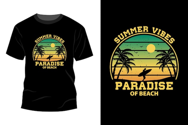 Premium Vector Summer Vibes Paradise Of Beach T Shirt Mockup Design