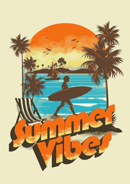 Download Summer vibes retro design | Premium Vector