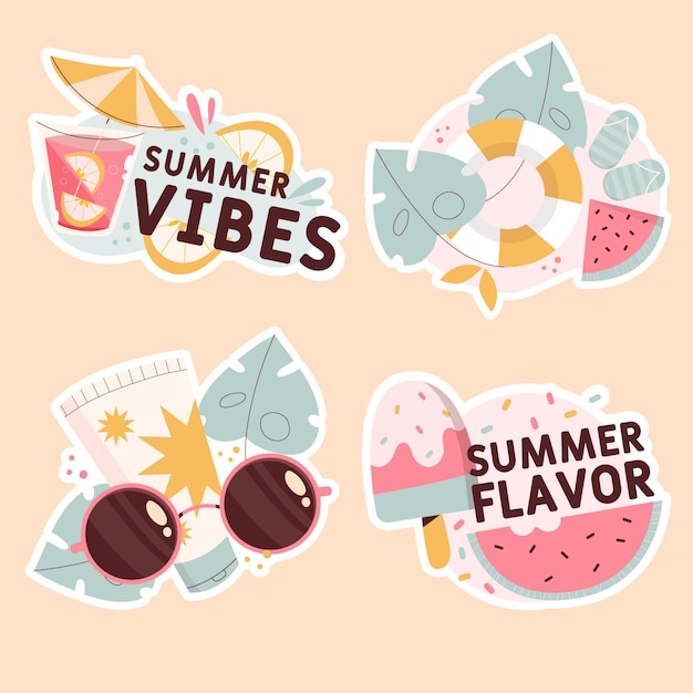 Premium Vector | Summer vibes stickers collection