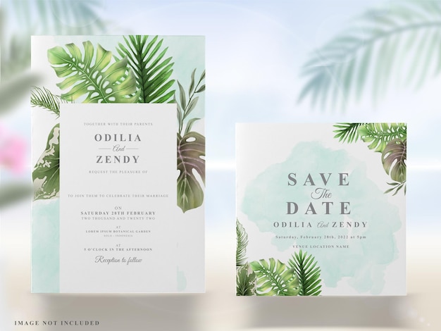 Premium Vector | Summer wedding invitations cards set