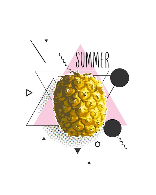 Premium Vector Summer With Pineapple In Illustration