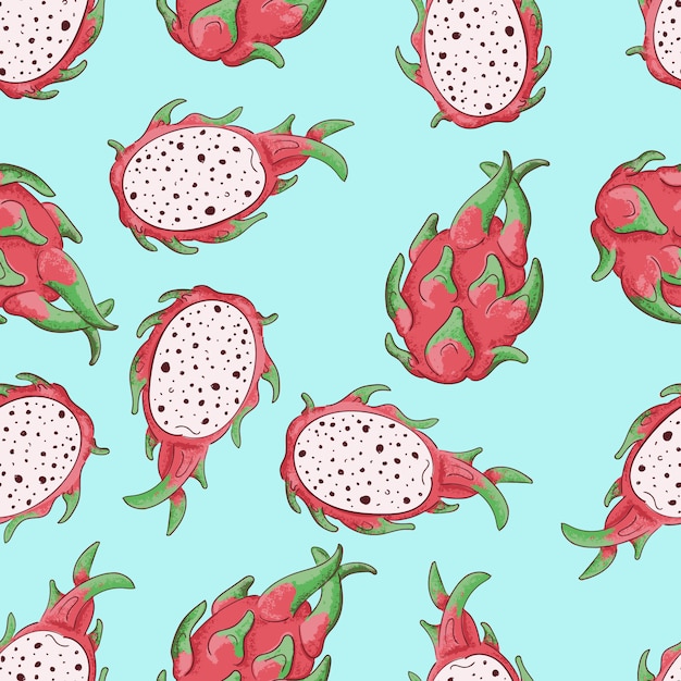Summerr seamless pattern with tropical fruit Premium Vector