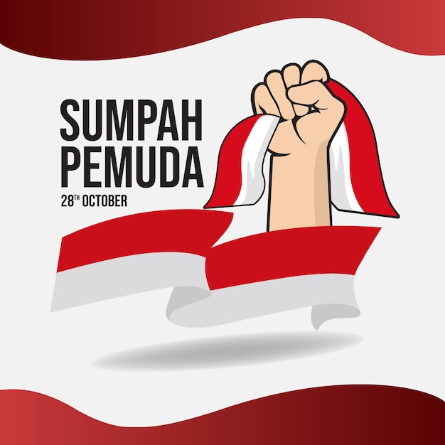 Premium Vector | Sumpah pemuda square banner with flag