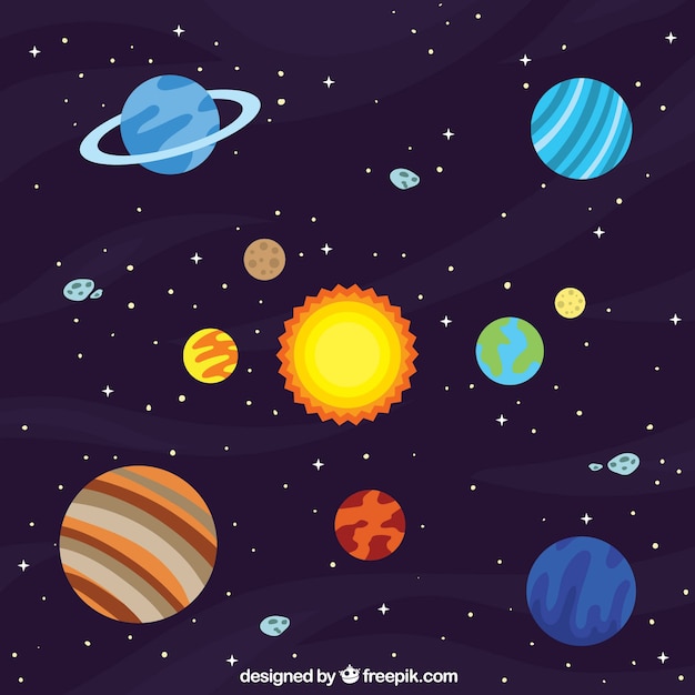 Free Vector | Sun background and other planets in flat design