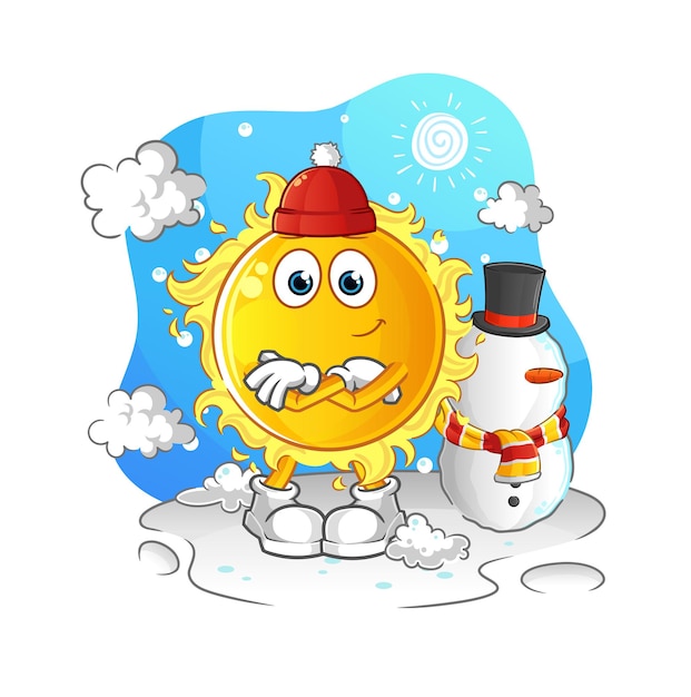 Premium Vector | Sun in cold winter character. cartoon mascot vector