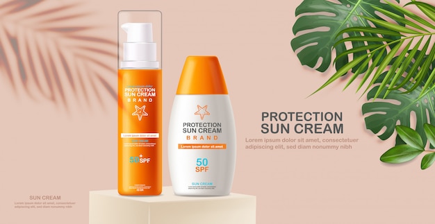 Premium Vector | Sun cream bottle 3d realistic isolated, tropical ...