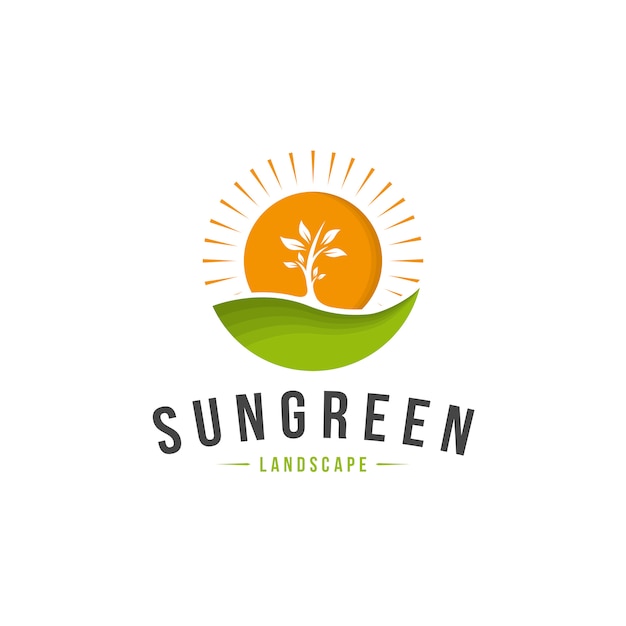  Sun  green landscape logo  Vector Premium Download