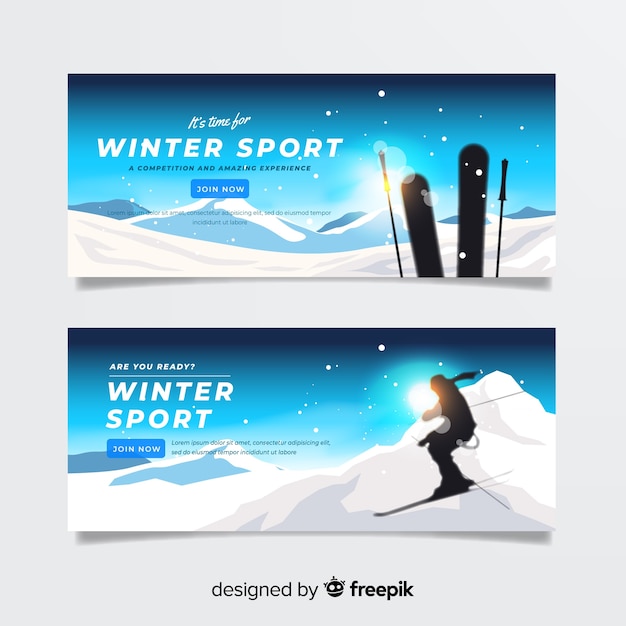 Free Vector | Sun ski winter banner