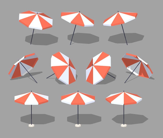 Download Sun umbrella. 3d lowpoly isometric vector illustration. Vector | Premium Download