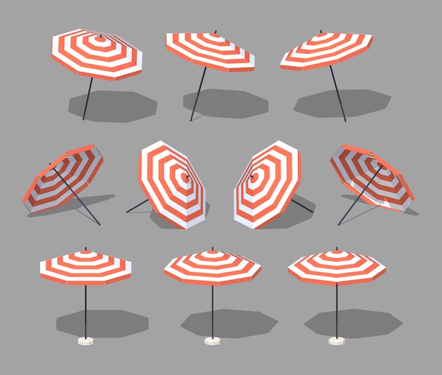 Download Sun umbrella. 3d lowpoly isometric vector illustration. | Premium Vector