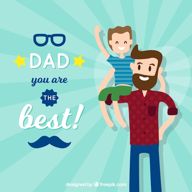 Sunburst background for father's day in flat
design