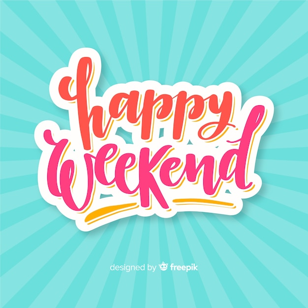 Sunburst coloful weekend greeting | Free Vector