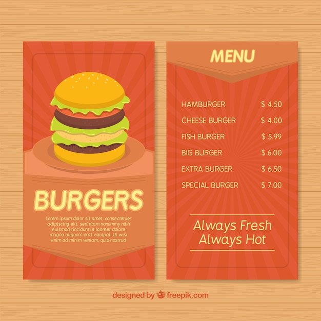 Free Vector | Sunburst template of fast food menu