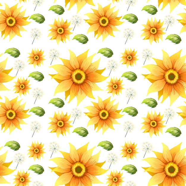 Download Sunflower on seamless background | Free Vector