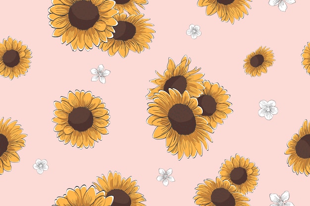 Download Sunflower seamless pattern Vector | Premium Download
