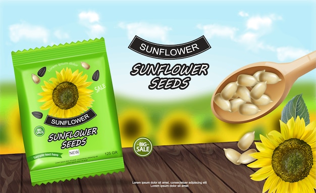 Download Premium Vector Sunflower Seeds Package Banner