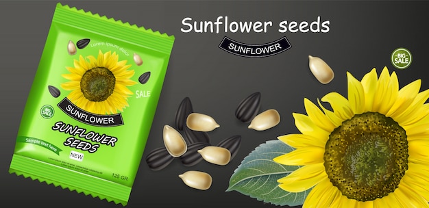 Download Premium Vector Sunflower Seeds Package Banner