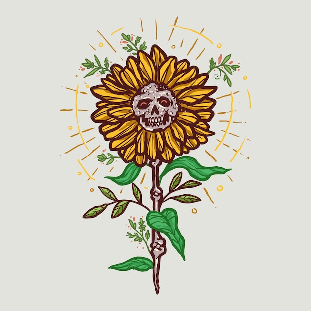 Premium Vector | Sunflower skull