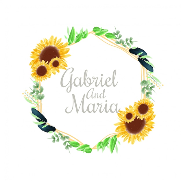 Download Sunflower watercolor floral wedding invitation card ...