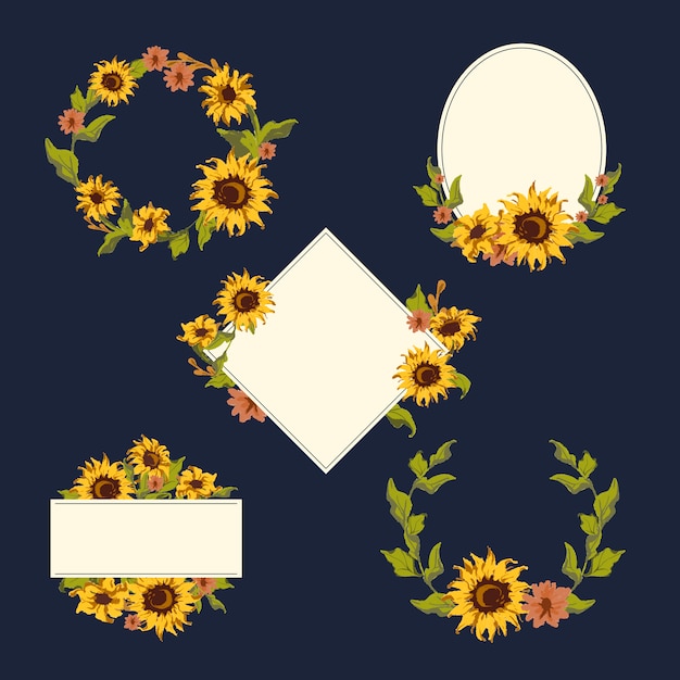 Download Free Vector | Sunflower wreath collection