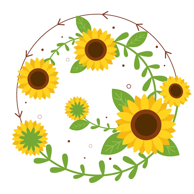 Download The sunflower wreath | Premium Vector