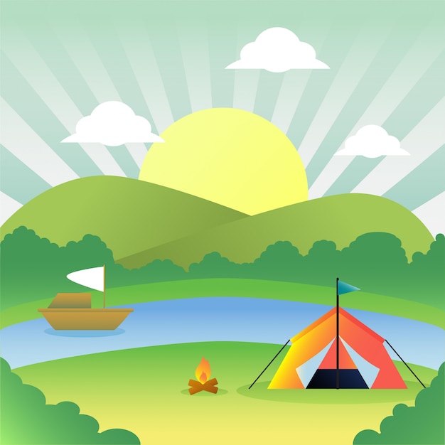 Premium Vector | Sunny day landscape