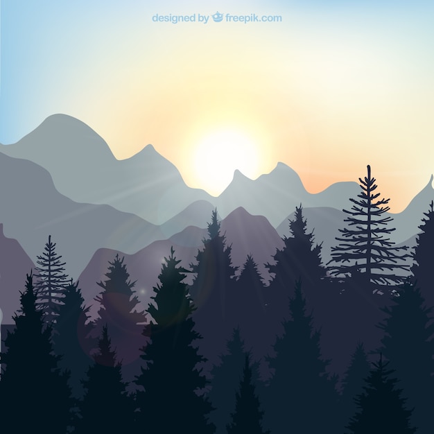 Download Sunrise landscape in the forest | Free Vector