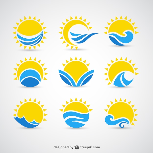 Suns and waves icons