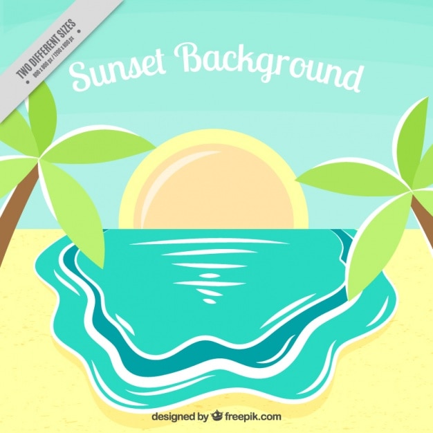 Sunset background in flat style