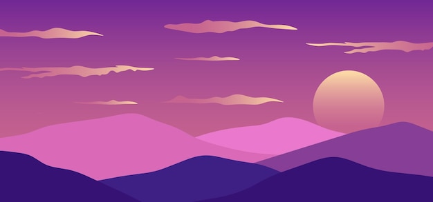 Premium Vector | Sunset background vector ilustration in flat style