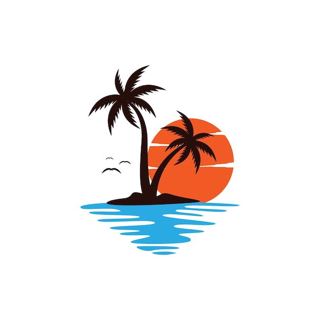 Premium Vector | Sunset beach logo icon design template vector