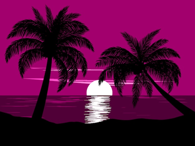 Download Free Sunset At Beach With Two Palm Trees Premium Vector Use our free logo maker to create a logo and build your brand. Put your logo on business cards, promotional products, or your website for brand visibility.