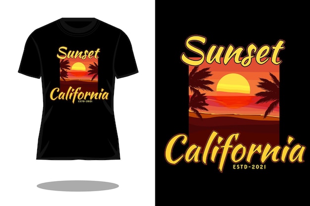 Premium Vector | Sunset california retro t shirt design