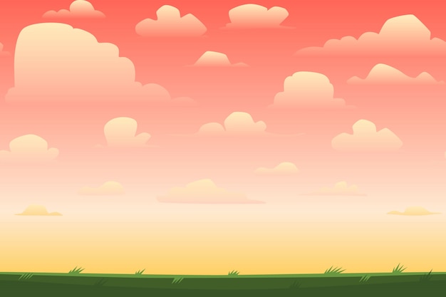 Free Vector Sunset In Cartoon Landscape