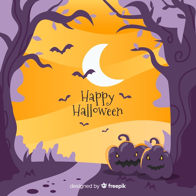 Sunset halloween background Free Vector