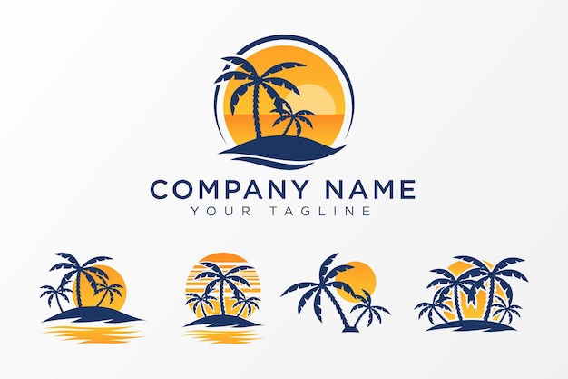 Premium Vector | Sunset at paradise logo template premium vector