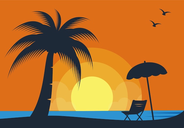 Premium Vector | Sunset summer at beach