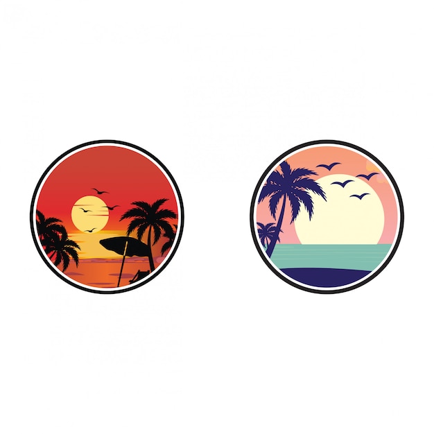 Download Free Sunset View On The Beach Logo Template Premium Vector Use our free logo maker to create a logo and build your brand. Put your logo on business cards, promotional products, or your website for brand visibility.